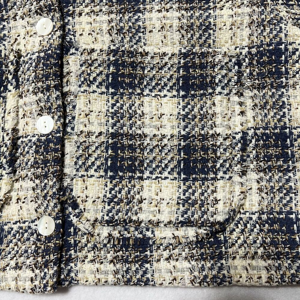 Blank NYC Once In A Lifetime Cropped Tweed Shacket Jacket Large Plaid Blue NWT - Picture 11 of 16